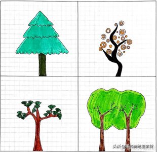 ​一二三年级简单漂亮树画 小树简笔画，简单易学