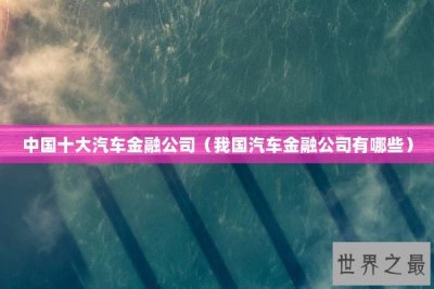 ​中国十大汽车金融公司（我国汽车金融公司有哪些）