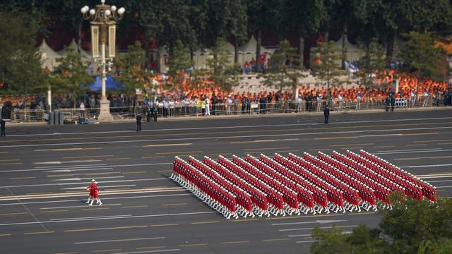 国庆70周年航拍看阅兵（高空俯拍国庆70周年阅兵）(2)