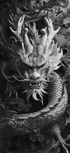 ​华夏.东方韵！上古神兽撼八方！黑白国潮壁纸！