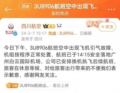 ​川航一航班因引气故障备降！回应来了